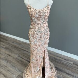 Primavera Couture Blush Sequin Prom Dress 3920